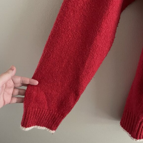 Old Navy Women M TALL Red Heart Graphic Knit V-Neck Slouchy Cardigan Sweater - Picture 6 of 12